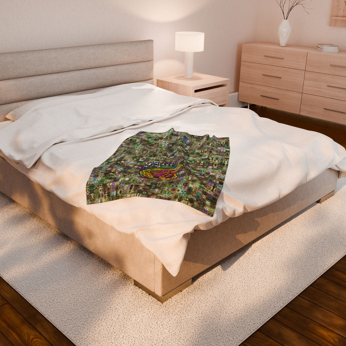 Galaxy Frog Cymatics Velveteen Plush Blanket