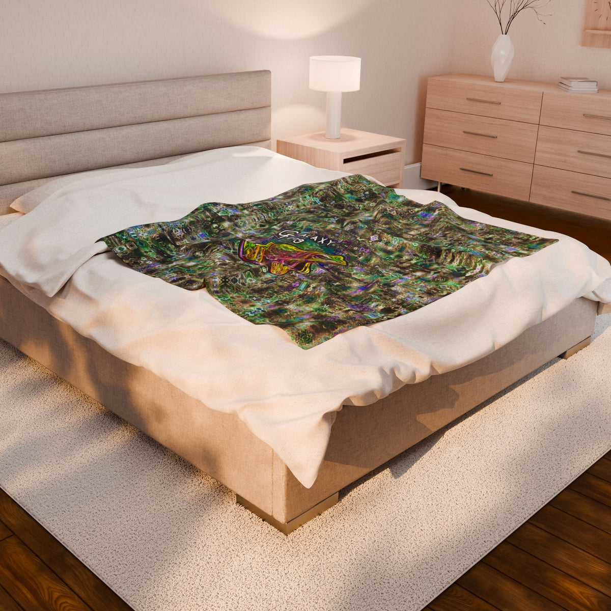 Galaxy Frog Cymatics Velveteen Plush Blanket