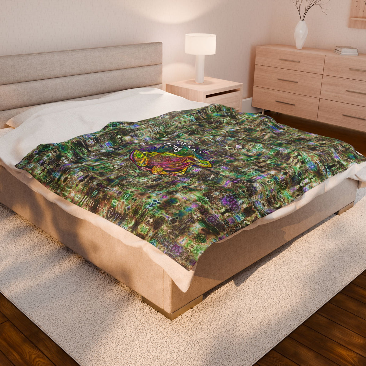 Galaxy Frog Cymatics Velveteen Plush Blanket