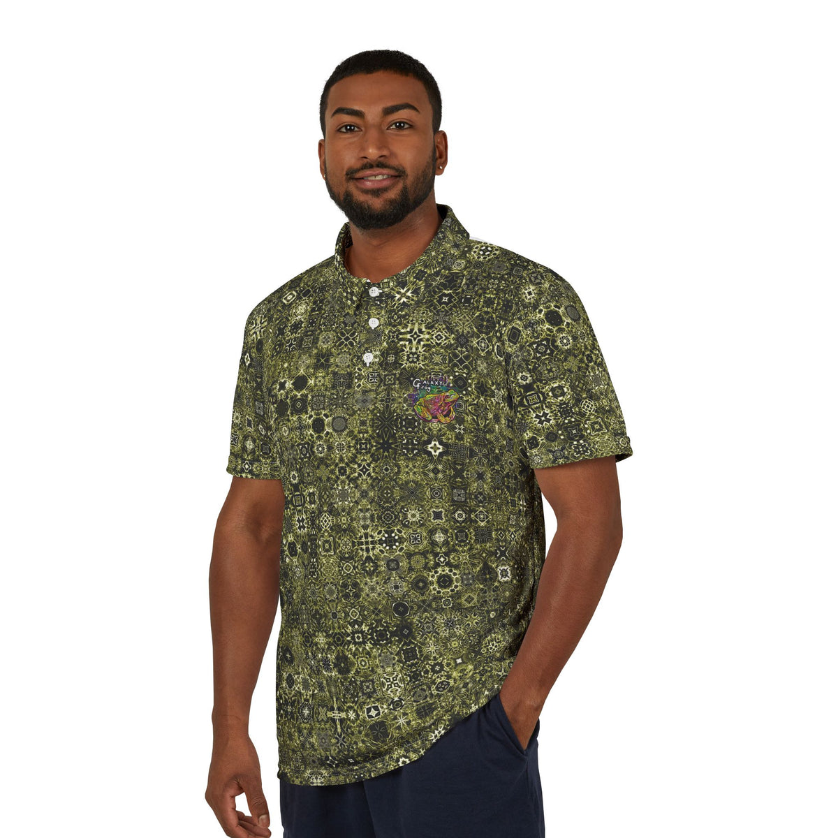 Galaxy Frog Cymatic Kaleidoscape Polo Shirt (AOP)