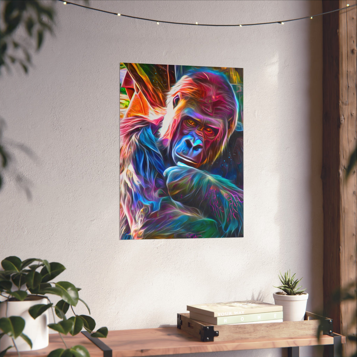 Neon Sunset Gorilla Premium Matte vertical posters
