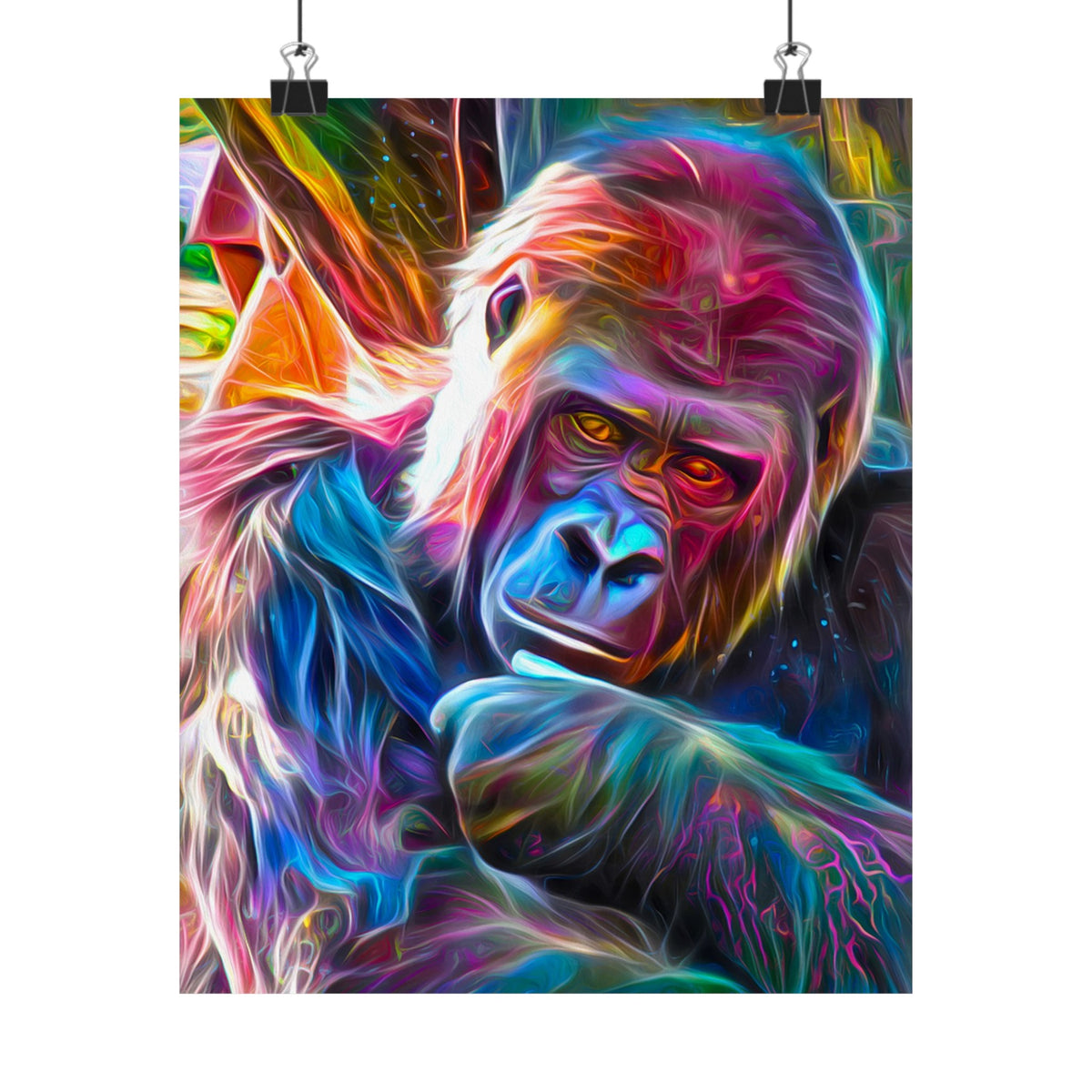 Neon Sunset Gorilla Premium Matte vertical posters