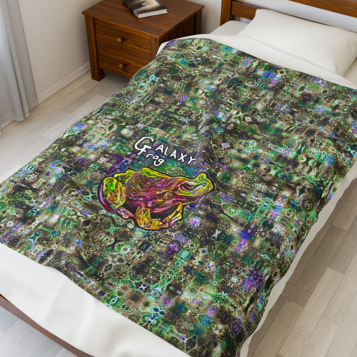 Galaxy Frog Cymatics Velveteen Plush Blanket